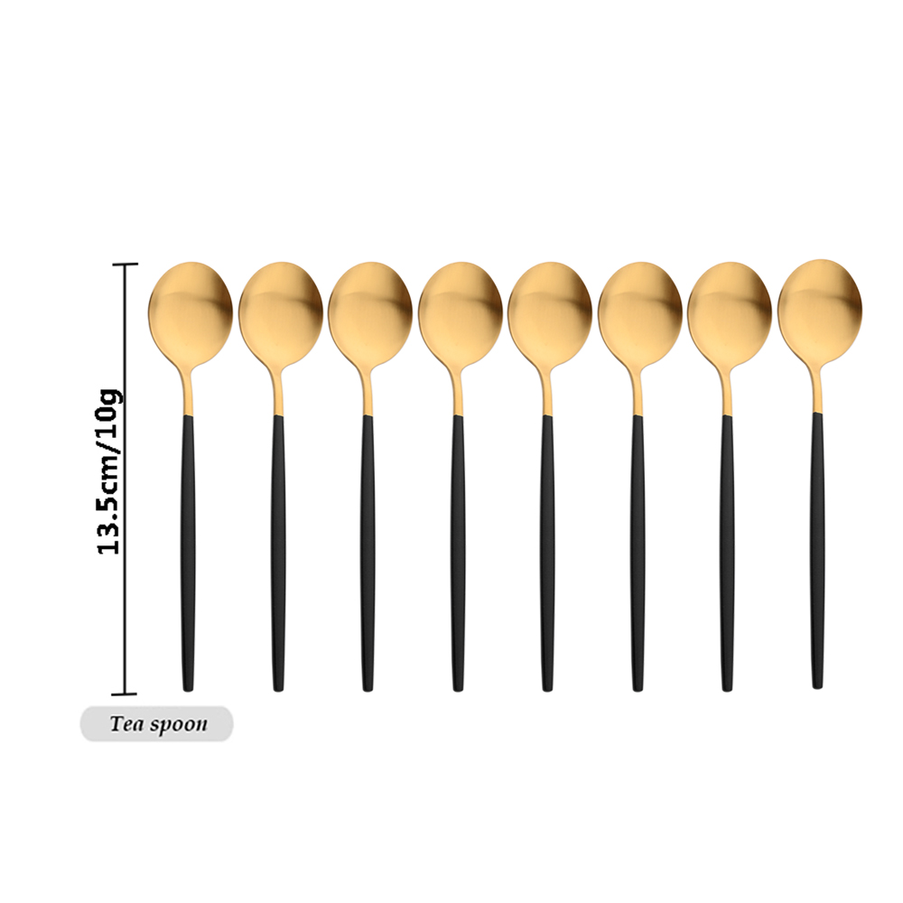 Gold Cutlery Flatware - Drmfiy Zwart Handvat Goud Koffie Servies
