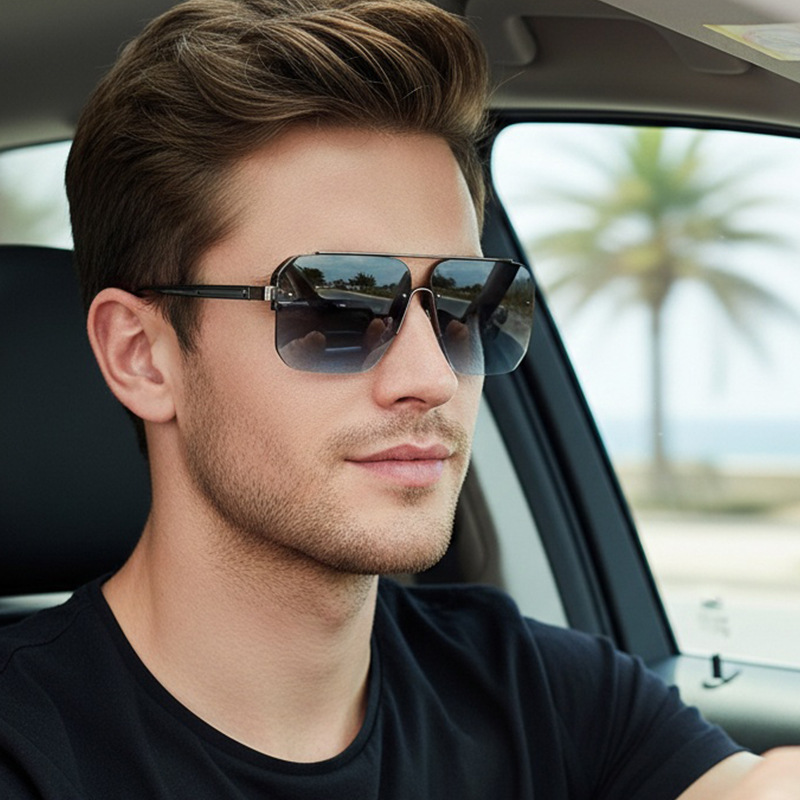 Luxury Lifestyle Men - Nieuwe Gradient Half-frame zonnebril Herenmode Metalen