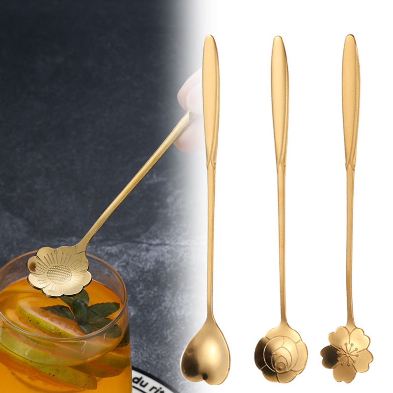 Gold Cutlery Flatware - Roestvrij staal Cherry Rose Flower Gold