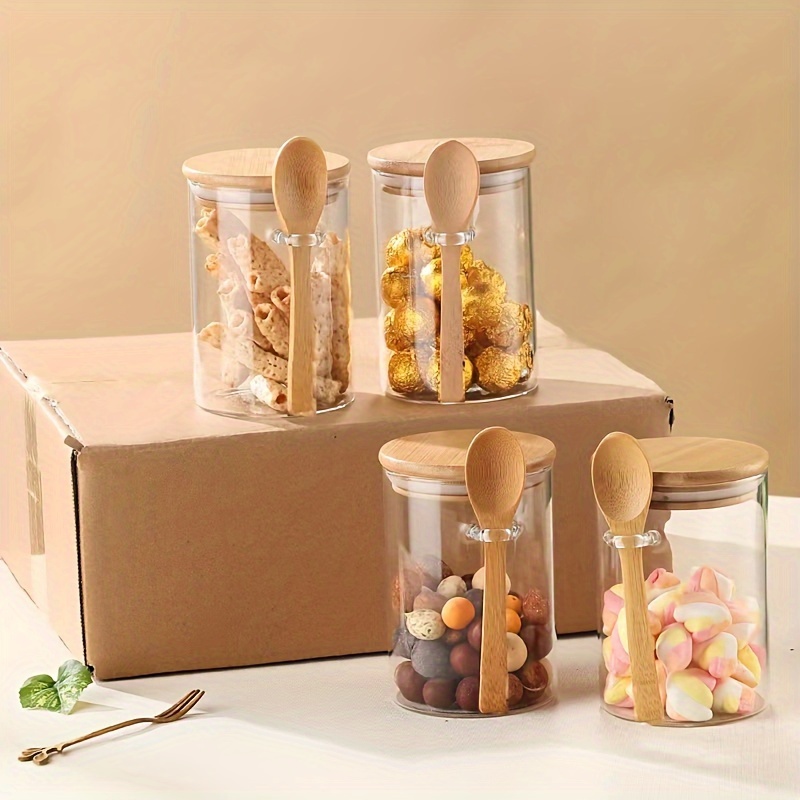 Bamboo Cutlery Set - 280 ml snoeppot, koekjespot, glazen voorraadpot