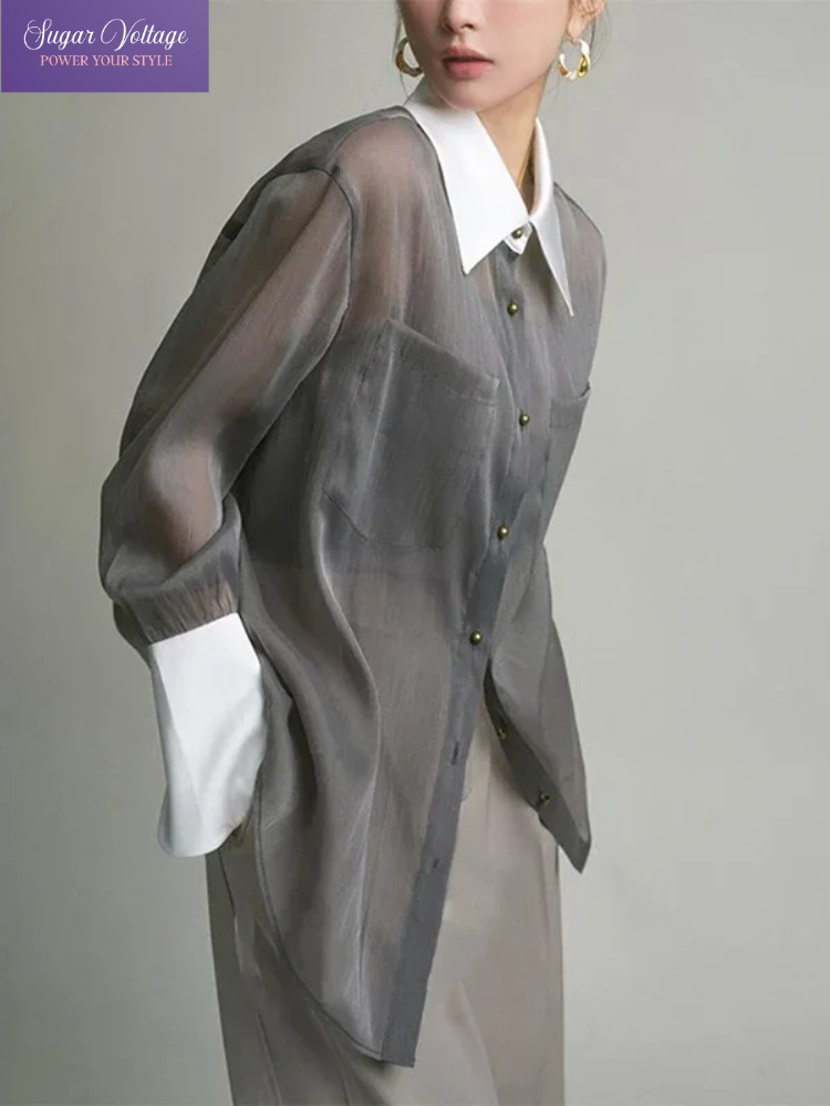 Luxury Lifestyle Women - Franse luxe vintage pure chiffon shirt