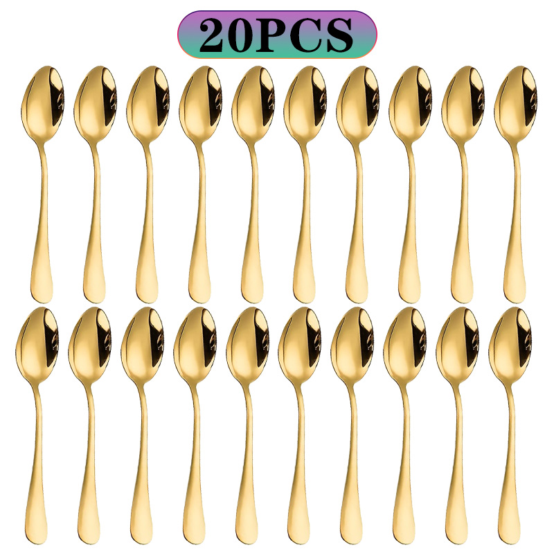 6/10/20 Stuks Rvs Kleine Goude - Gold Cutlery Flatware recensie en prijs