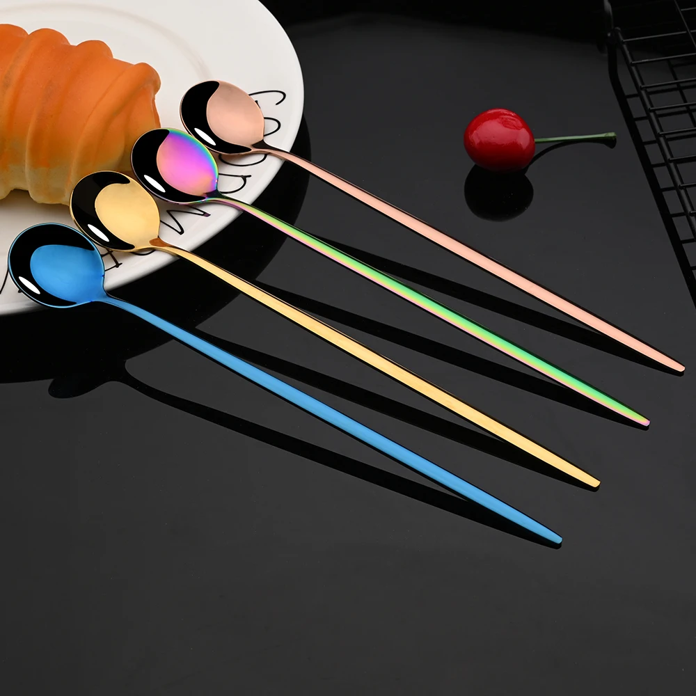 6 Stuks Lange Steel Ijs Lepel  - Gold Cutlery Flatware recensie en prijs