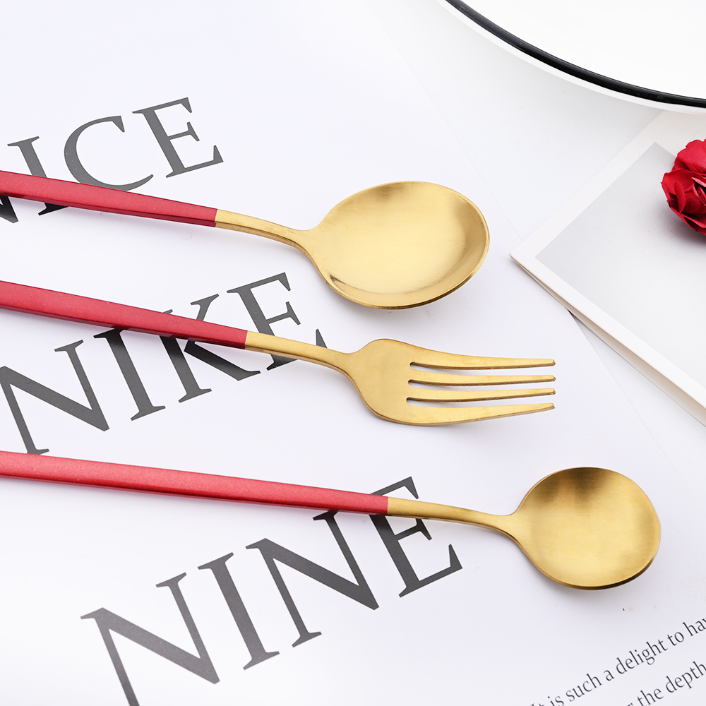Drmfiy Zwart Handvat Goud Koff - Gold Cutlery Flatware recensie en prijs
